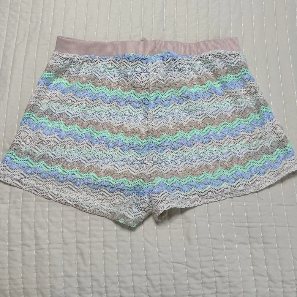 Wild Fable Women’s Crochet Cover Up Shorts | Striped Pattern | Medium